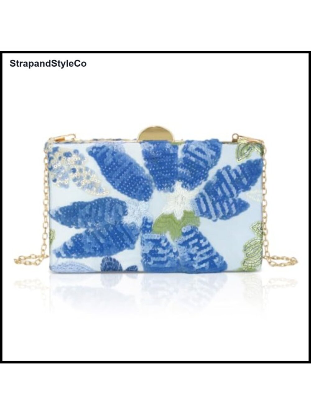 Embroidered Sequin Clutch Crossbody Evening Bag Floral Beaded